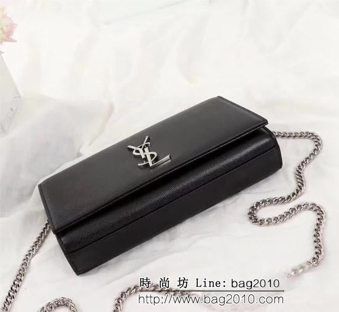 YSL聖羅蘭 原版魚子醬牛皮 翻蓋式 金色鏈條包 26702 YAS1343
